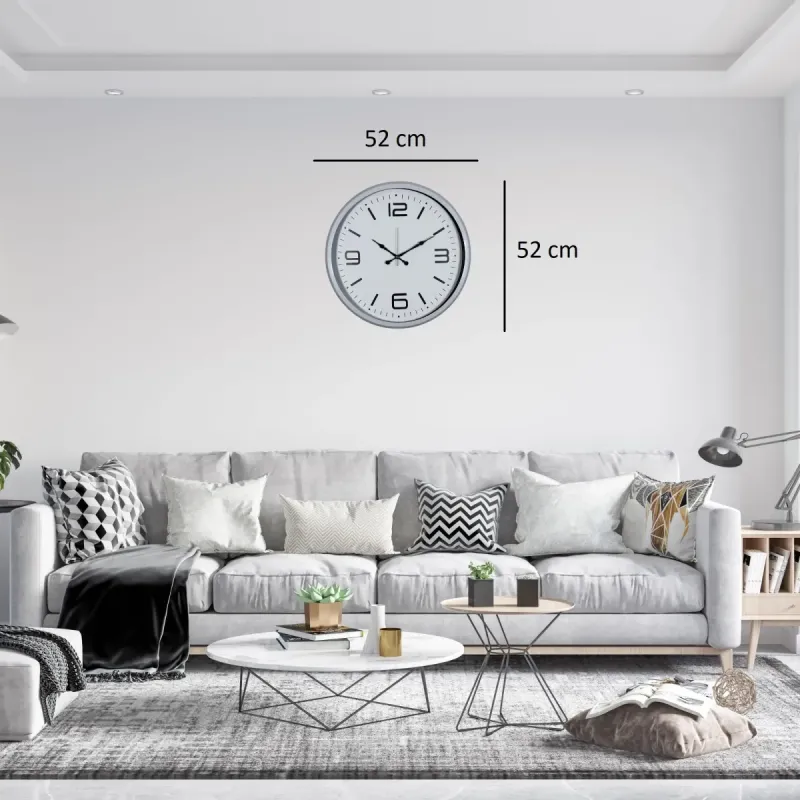 Beyaz Metal Duvar Saati 52 cm · Model 5208W