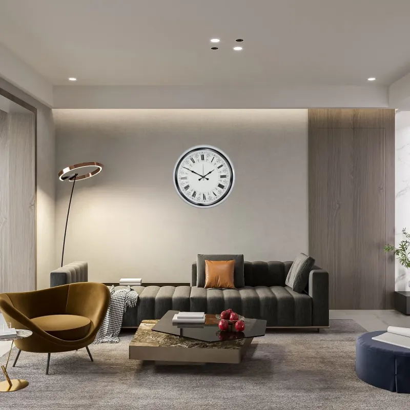 Beyaz Metal Duvar Saati 52 cm · Model 5263W