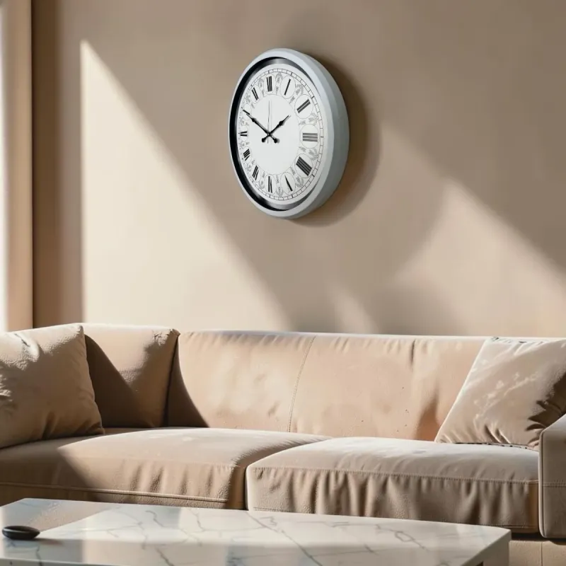 Beyaz Metal Duvar Saati 52 cm · Model 5263W