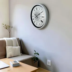 Desenli Beyaz Metal Duvar Saati 52 cm · Model 5269W