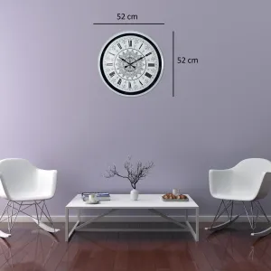Desenli Beyaz Metal Duvar Saati 52 cm · Model 5269W