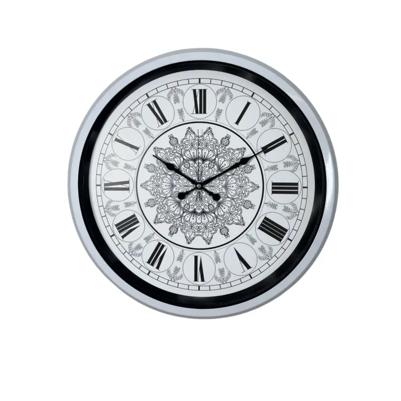 Desenli Beyaz Metal Duvar Saati 52 cm · Model 5269W