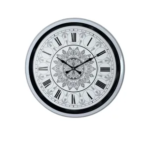 Desenli Beyaz Metal Duvar Saati 52 cm · Model 5269W