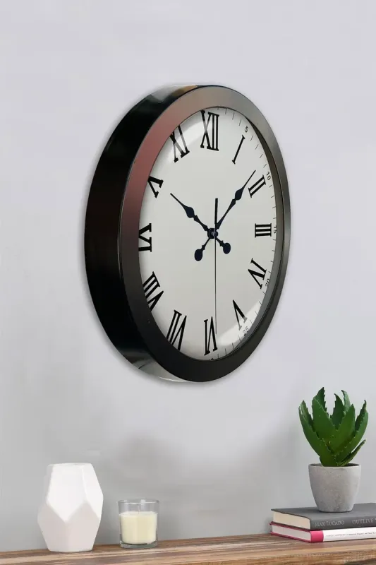 Roma Rakamlı Siyah Metal Duvar Saati 36 cm · Model 3654B