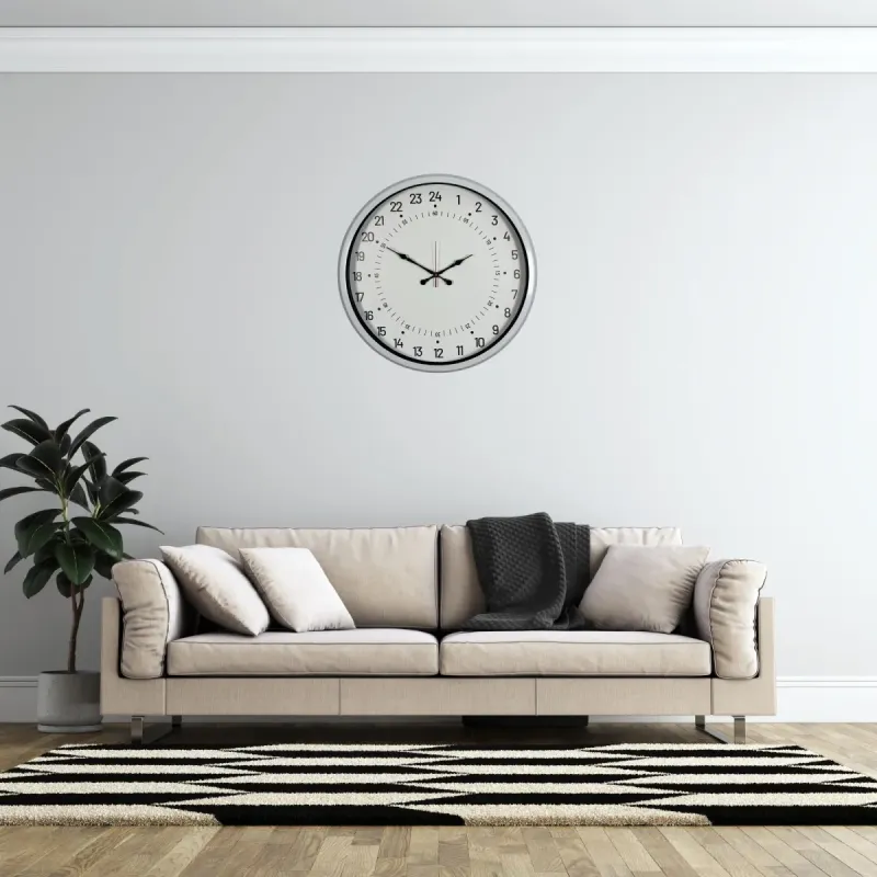 Göstergeli Beyaz Metal Duvar Saati 52 cm · Model 5297W