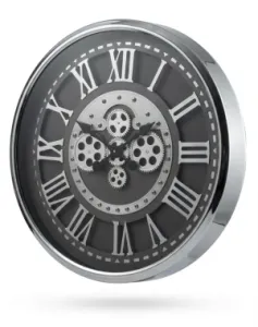 Krom Metal Çarklı Duvar Saati 70 x 70 · Model C-7001K