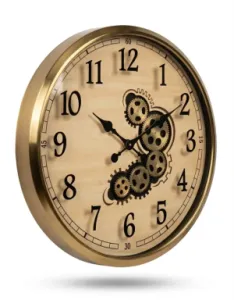 Gold Metal Çarklı Duvar Saati 70 x 70 · Model C-7002G