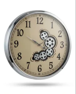 Krom Metal Çarklı Duvar Saati 70 x 70 · Model C-7002K