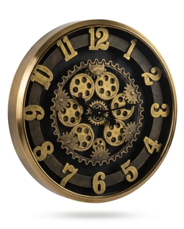Gold Metal Çarklı Duvar Saati 70 x 70 · Model C-7004G