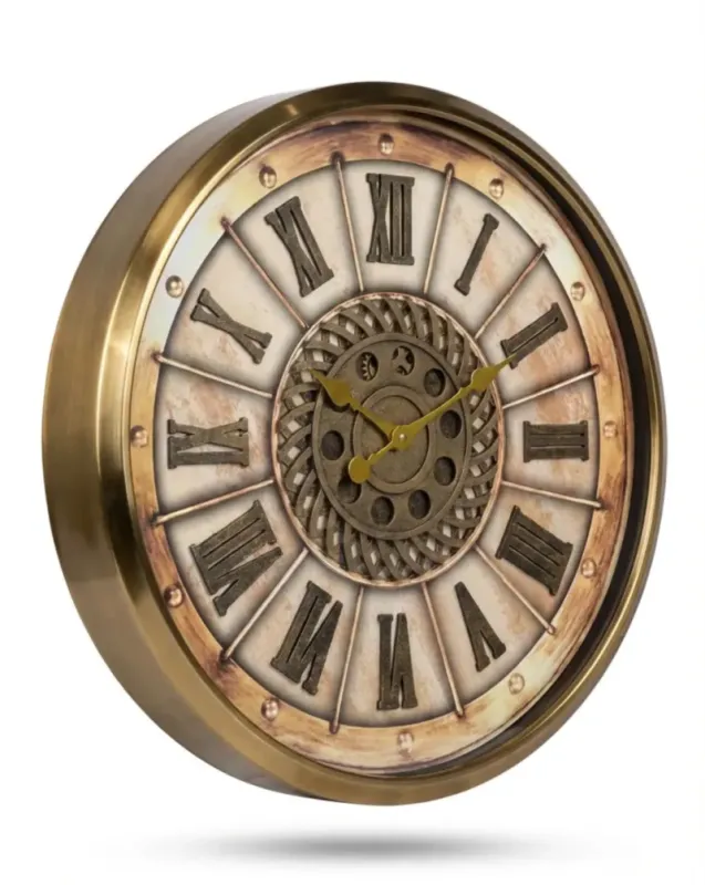 Gold Metal Çarklı Duvar Saati 70 x 70 · Model C-7005G