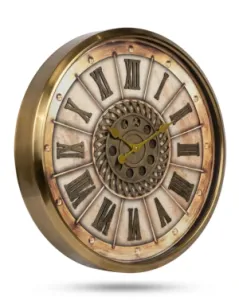 Gold Metal Çarklı Duvar Saati 70 x 70 · Model C-7005G