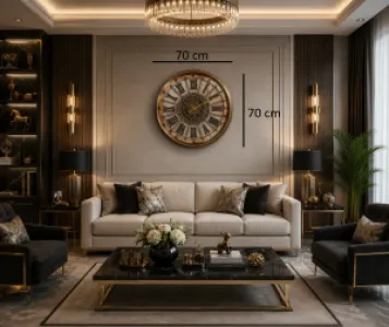 Gold Metal Çarklı Duvar Saati 70 x 70 · Model C-7005G