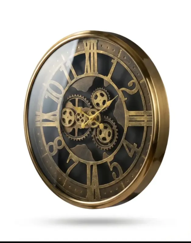 Gold Metal Çarklı Duvar Saati 70 x 70 · Model C-7006G