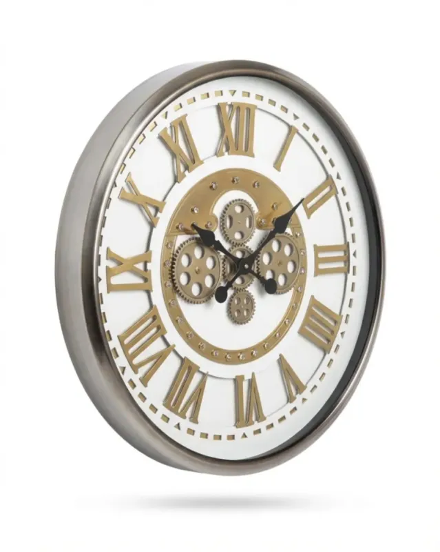 Krom Metal Çarklı Duvar Saati 70 x 70 · Model C-7008K