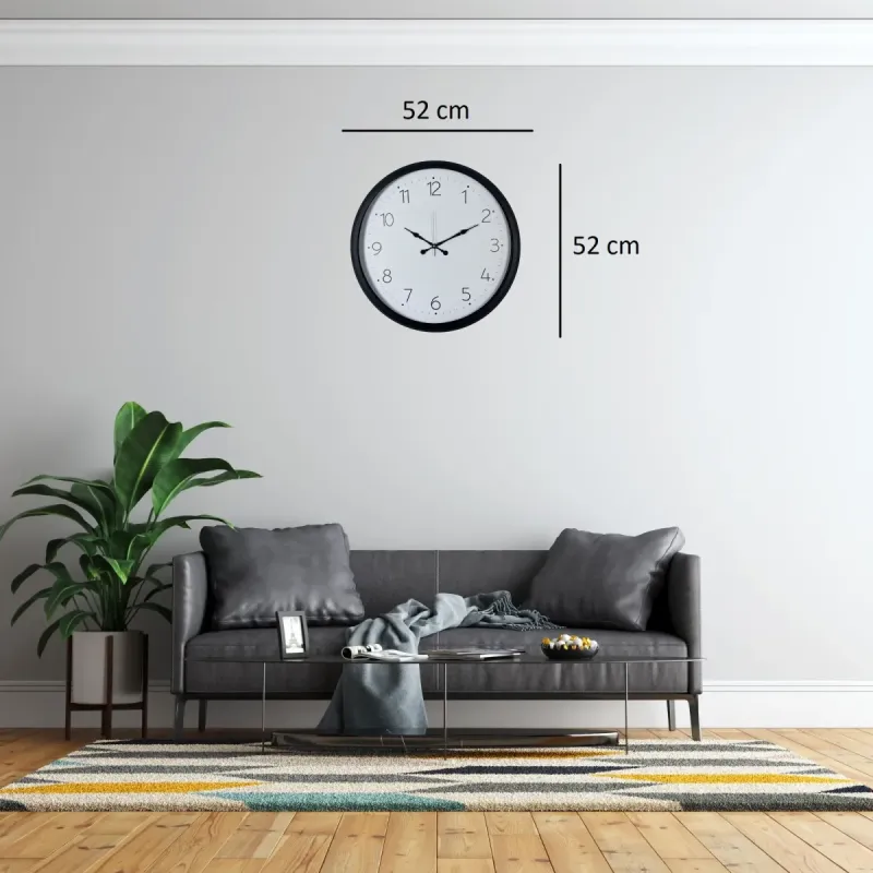 Siyah Metal Duvar Saati 52 cm · Model 5204B