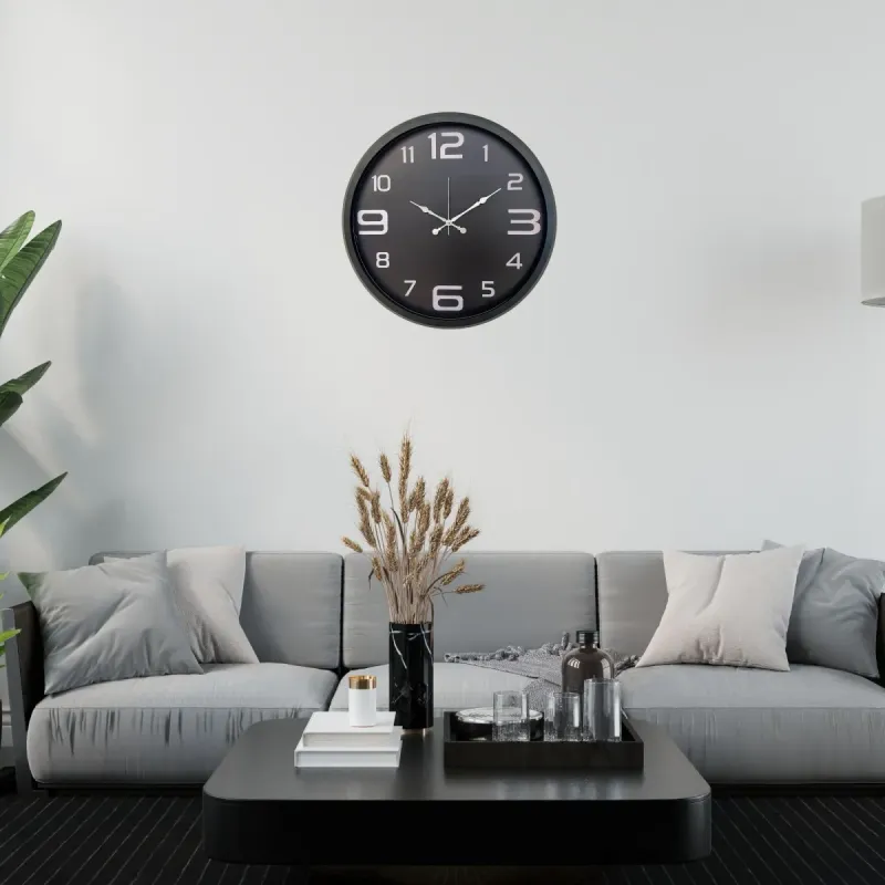 Siyah Metal Duvar Saati 52 cm · Model 5209B