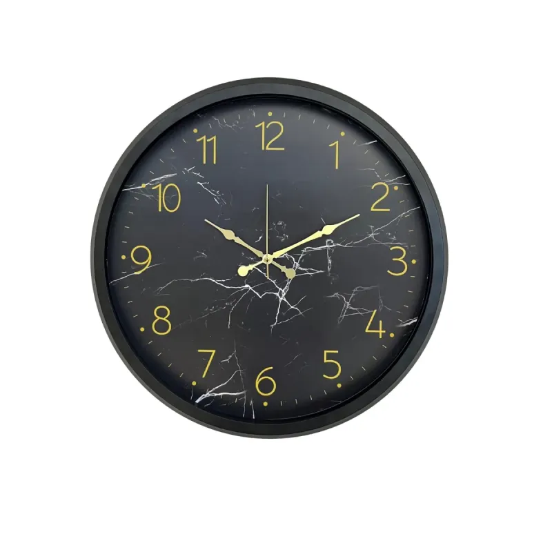 Desenli Siyah Metal Duvar Saati 52 cm · Model 5211B
