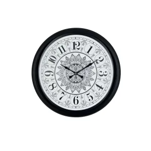 Desenli Siyah Metal Duvar Saati 52 cm · Model 5227B