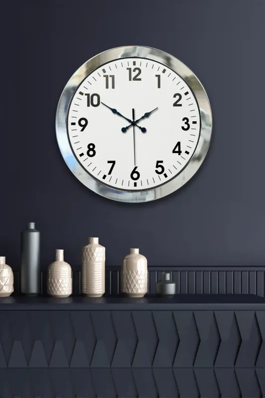 Krom Metal Duvar Saati 36 cm · Model 3601K