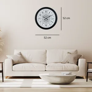 Desenli Siyah Metal Duvar Saati 52 cm · Model 5227B