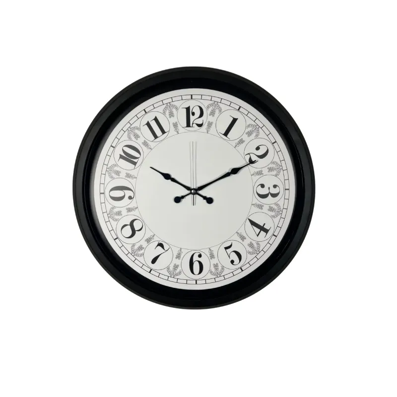 Desenli Siyah Metal Duvar Saati 52 cm · Model 5228B