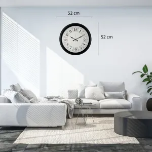 Desenli Siyah Metal Duvar Saati 52 cm · Model 5228B