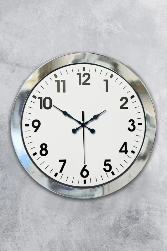 Krom Metal Duvar Saati 36 cm · Model 3601K