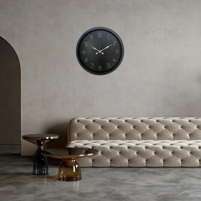Siyah Metal Duvar Saati 52 cm · Model 5246B