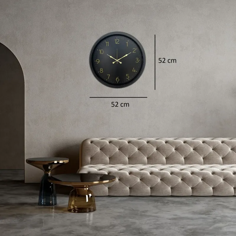 Siyah Metal Duvar Saati 52 cm · Model 5246B