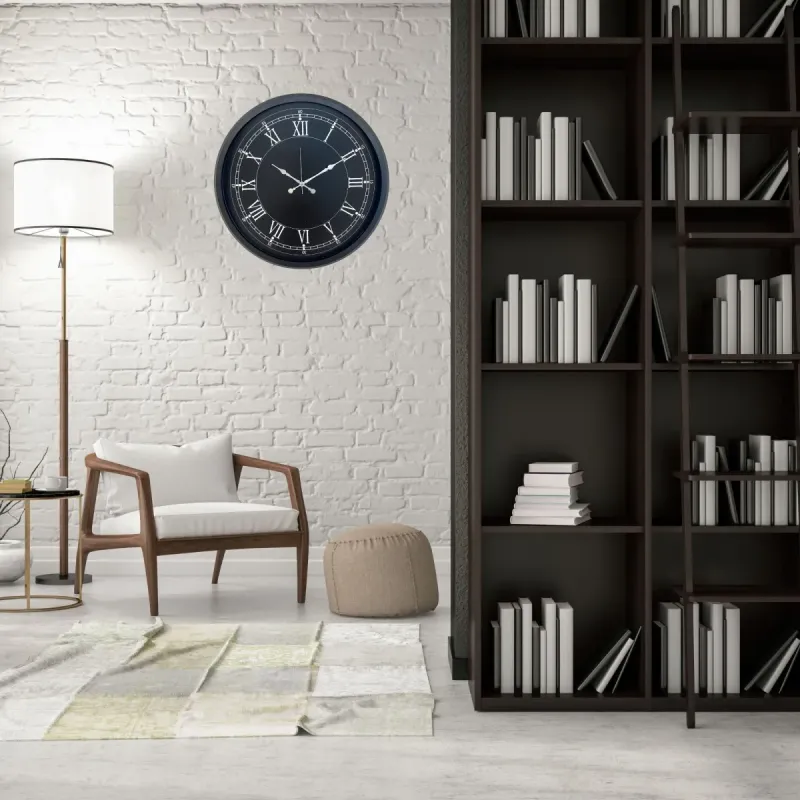 Roma Rakamlı Siyah Metal Duvar Saati 52 cm · Model 5251B