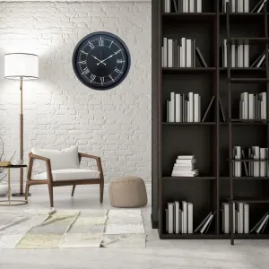 Roma Rakamlı Siyah Metal Duvar Saati 52 cm · Model 5251B