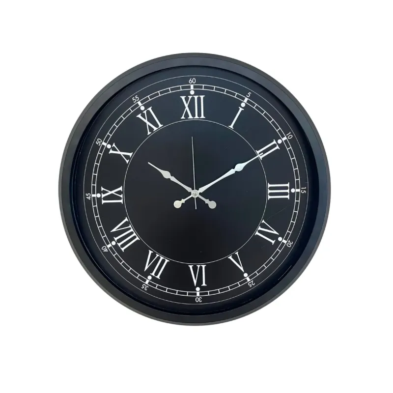 Roma Rakamlı Siyah Metal Duvar Saati 52 cm · Model 5251B