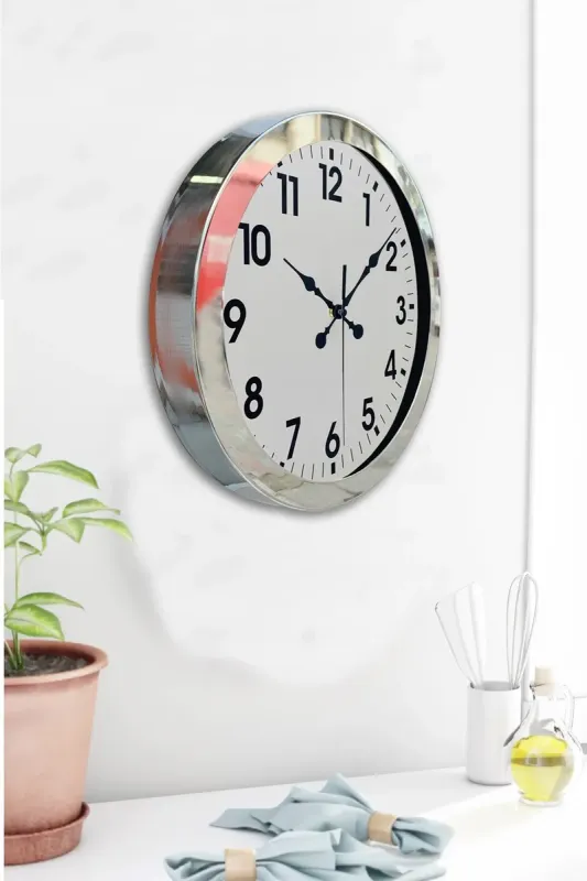 Krom Metal Duvar Saati 36 cm · Model 3601K