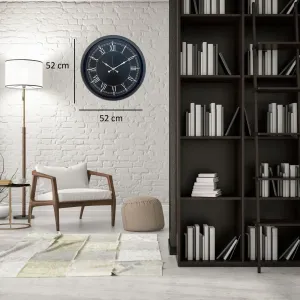 Roma Rakamlı Siyah Metal Duvar Saati 52 cm · Model 5251B
