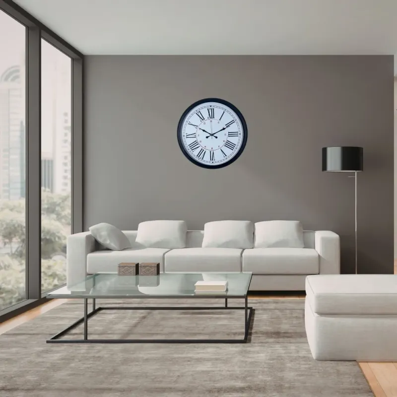 Roma Rakamlı Siyah Metal Duvar Saati 52 cm · Model 5252B