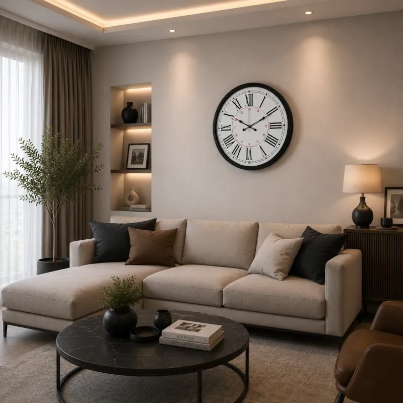 Roma Rakamlı Siyah Metal Duvar Saati 52 cm · Model 5252B