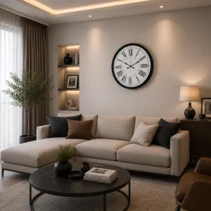 Roma Rakamlı Siyah Metal Duvar Saati 52 cm · Model 5252B