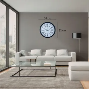 Roma Rakamlı Siyah Metal Duvar Saati 52 cm · Model 5252B