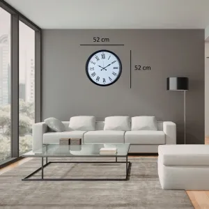 Roma Rakamlı Siyah Metal Duvar Saati 52 cm · Model 5254B