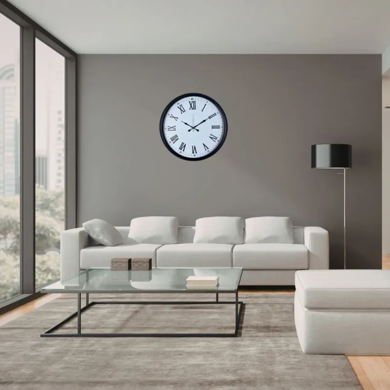 Roma Rakamlı Siyah Metal Duvar Saati 52 cm · Model 5254B