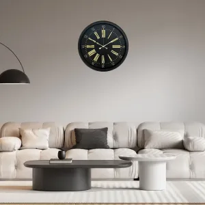 Roma Rakamlı Siyah Metal Duvar Saati 52 cm · Model 5258B