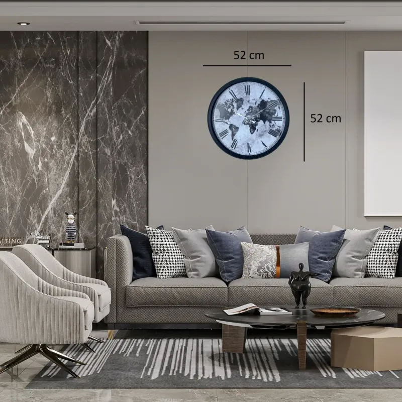 Roma Rakamlı Siyah Metal Duvar Saati 52 cm · Model 5264B