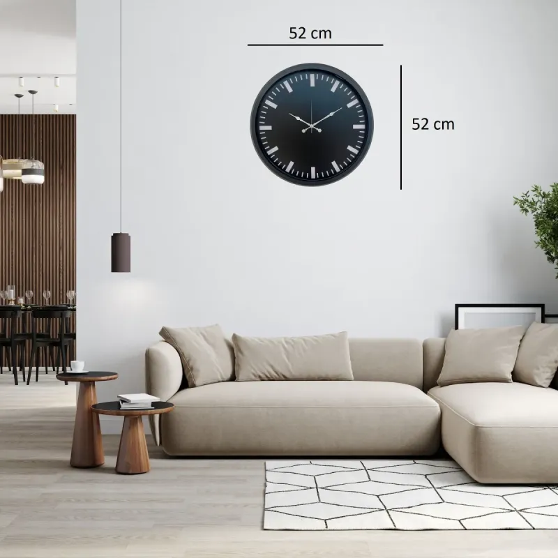 Siyah Metal Duvar Saati 52 cm · Model 5287B