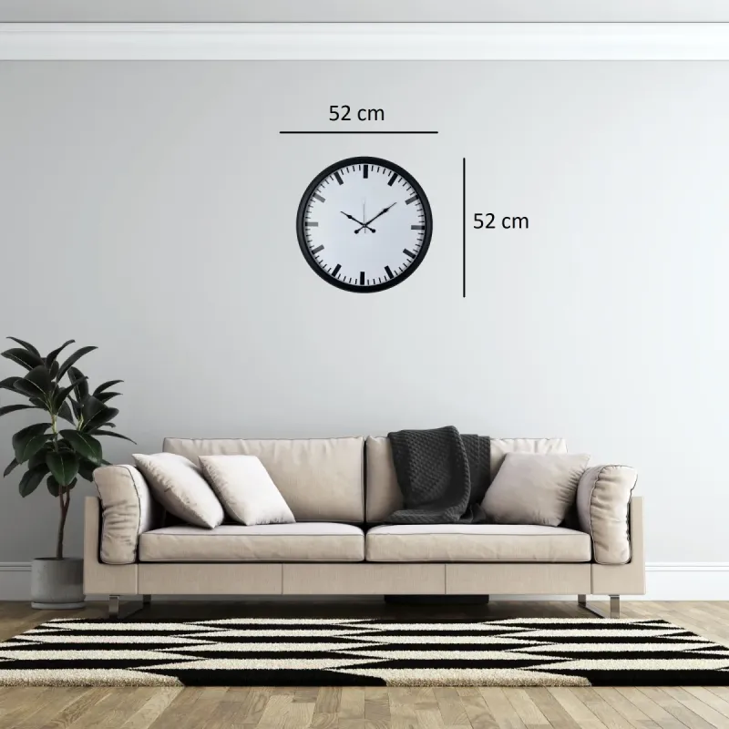 Siyah Metal Duvar Saati 52 cm · Model 5289B