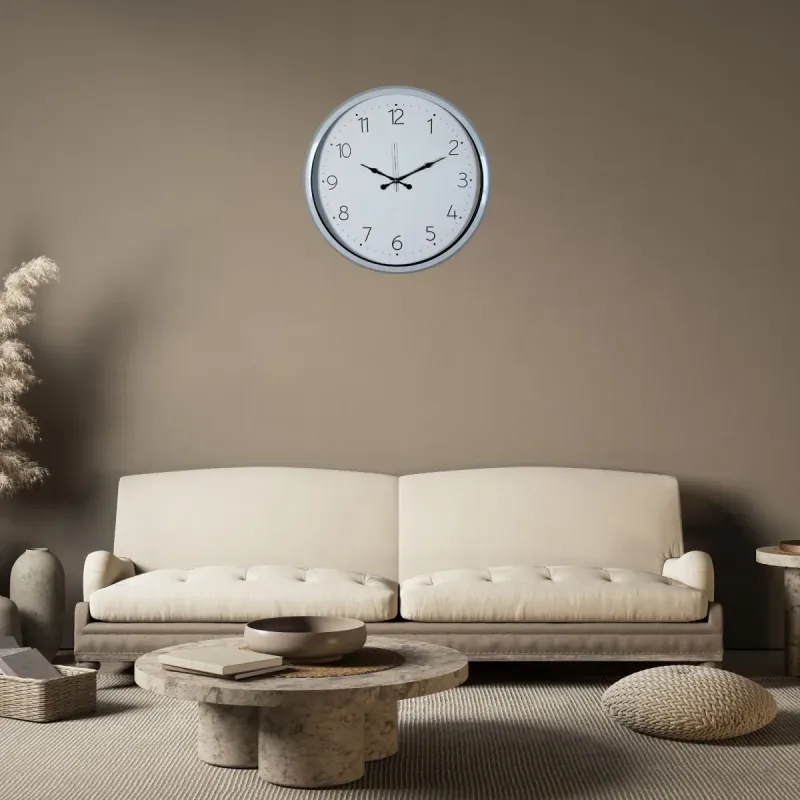 Beyaz Metal Duvar Saati 52 cm · Model 5204W