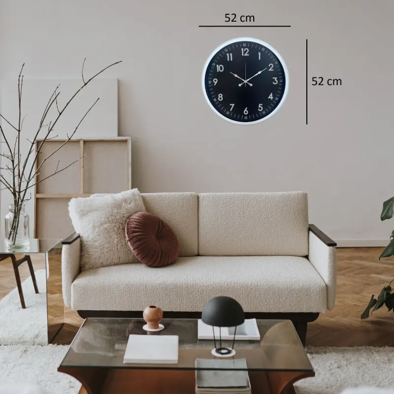 Beyaz Metal Duvar Saati 52 cm · Model 5207W