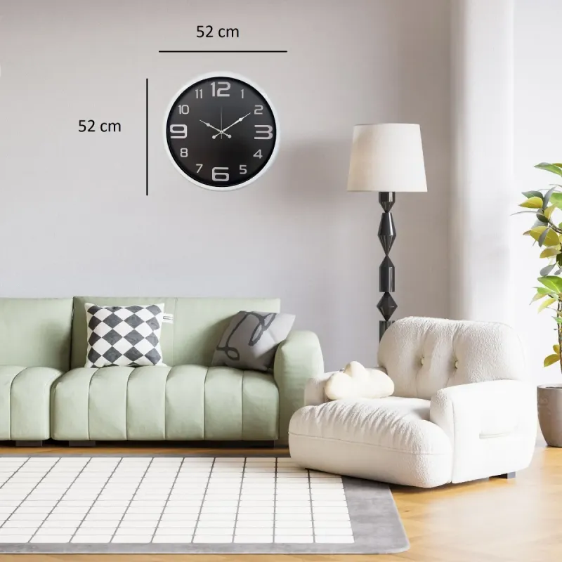 Beyaz Metal Duvar Saati 52 cm · Model 5209W