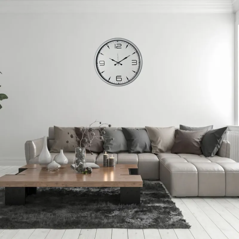 Beyaz Metal Duvar Saati 52 cm · Model 5250W