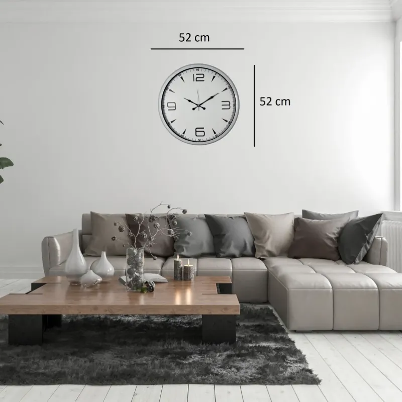 Beyaz Metal Duvar Saati 52 cm · Model 5250W