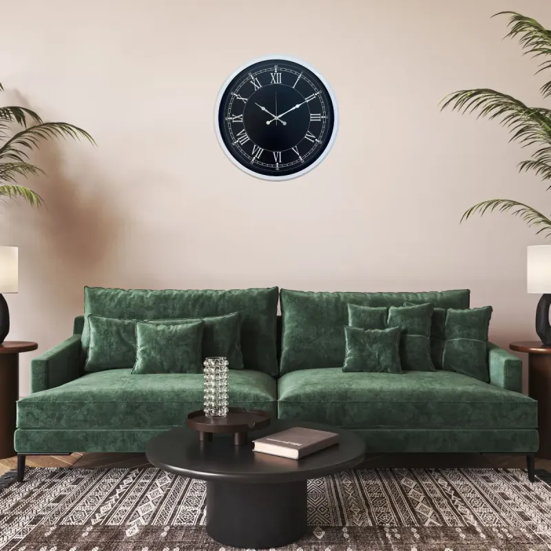 Roma Rakamlı Beyaz Metal Duvar Saati 52 cm · Model 5251W